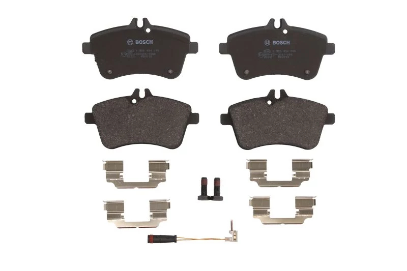 Комплект гальмівних накладок, дискове гальмо, з контактом попередження про знос, Bosch 0986494085