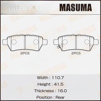 Комплект гальмівних колодок, задня вісь, 41,5мм, Nissan Pathfinder (05-14) (MS-2906) MASUMA, Masuma MS-2906