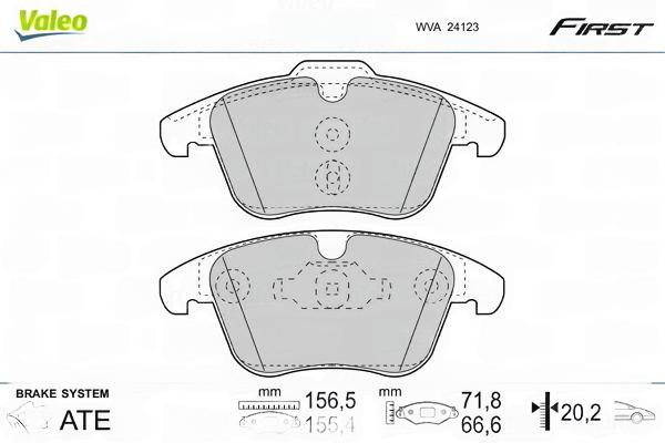 Комплект гальмівних накладок, дискове гальмо, Valeo 301879