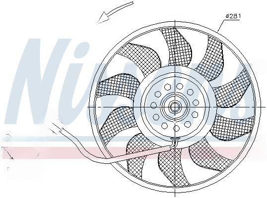Вентилятор, система охолодження двигуна, VW Вентилятор радіатора T4 1.9D/2.5/2.5TDI 90-, Nissens 85618