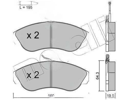 Комплект гальмівних накладок, дискове гальмо, Metelli 2201550