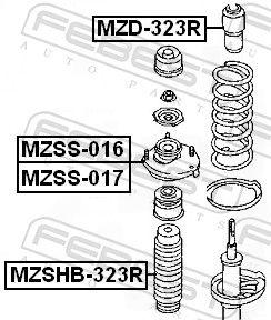 Опора, амортизатор, задня вісь праворуч, MAZDA 323 BJ 1998-2002), Febest MZSS-016