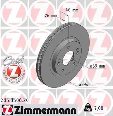 Гальмівний диск, Zimmermann 285.3506.20