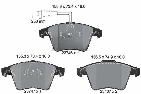 Комплект гальмівних накладок, дискове гальмо, Textar 2374601