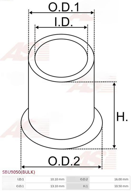 Втулка, вал стартера, 10,50мм, 10,10мм, Auto Starter SBU9050(BULK