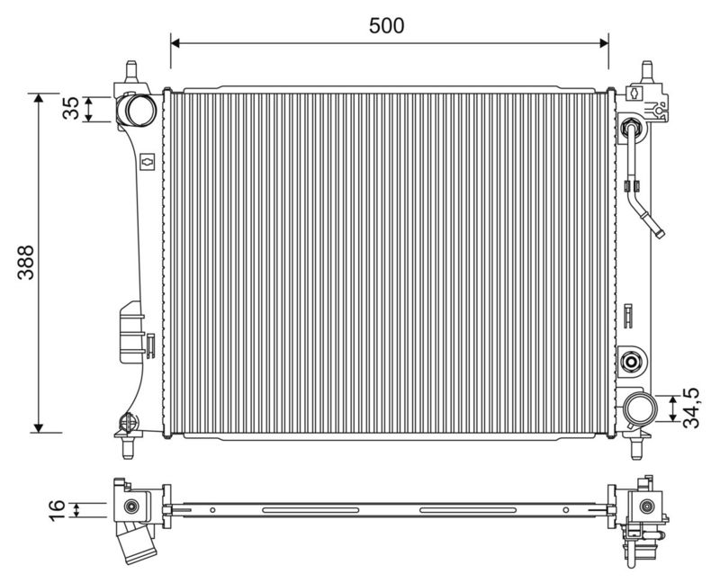 Радіатор, система охолодження двигуна, HYUNDAI I20 '08-15, Valeo 701254