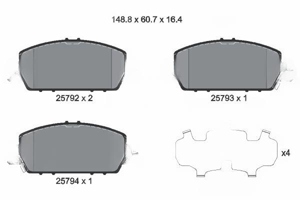 Комплект гальмівних накладок, дискове гальмо, Textar 2579201