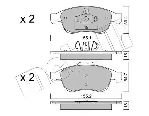 Комплект гальмівних накладок, дискове гальмо, без контакту попередження про знос, Metelli 22-0817-0