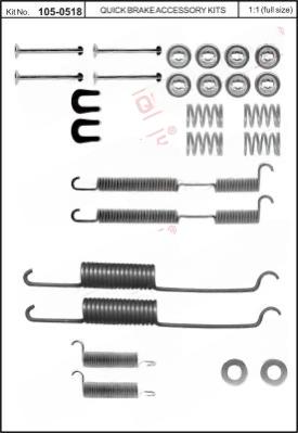 Комплект приладдя, гальмівна колодка, Quick Brake 105-0518