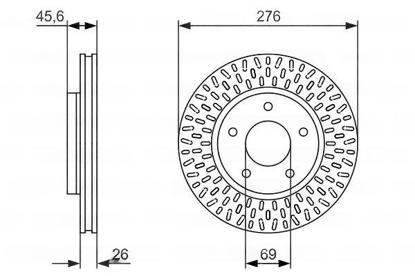 Гальмівний диск, з вентиляцією, 275,7мм, кількість отворів 5, MITSUBISHI LANCER передн., вент., Bosch 0986479783