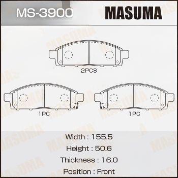 Комплект гальмівних колодок, передня вісь, 50,6мм, Mitsubishi L200 (07-), Pajero Sport (09-15) (MS-3900) MASUMA, Masuma MS-3900