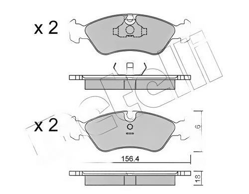 Комплект гальмівних накладок, дискове гальмо, Metelli 22-0117-0