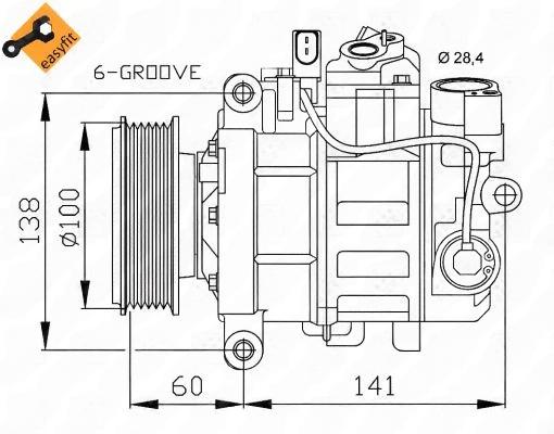 Компресор, система кондиціонування повітря, Audi A4/A5/A6/A8/Q5 1.6-3.0, Nrf 32263