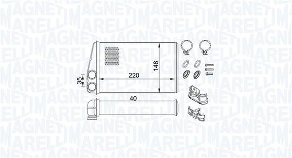 Теплообмінник, система опалення салону, RENAULT радіатор опалення Grand Scenic II,Megane II,Scenic II, Magneti Marelli 350218438000