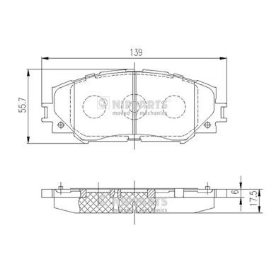 Комплект гальмівних накладок, дискове гальмо, Nipparts J3602120