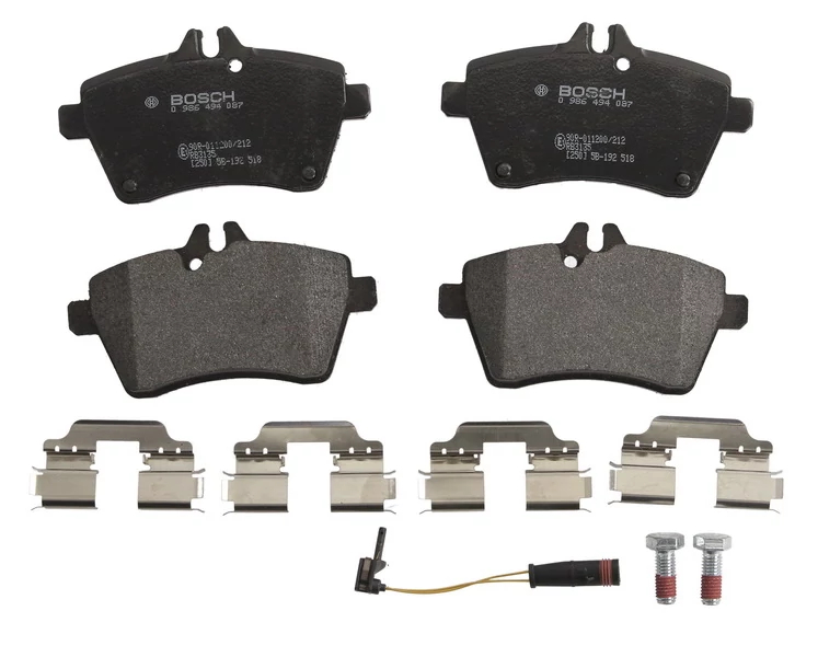 Комплект гальмівних накладок, дискове гальмо, з контактом попередження про знос, MERCEDES W169 A-KLASA 04- A170-A2, Bosch 0986494087