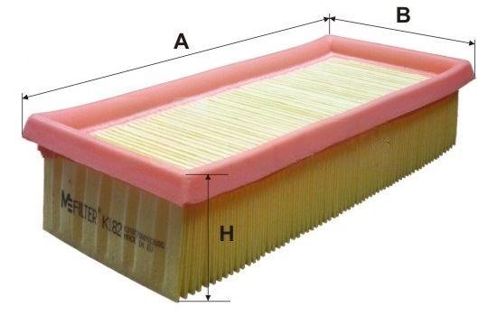Повітряний фільтр, фільтрувальний елемент, VW GOLF 1,5 76-83, 1,6-1,8 75-91, Mfilter K182