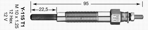 Свічка розжарювання, MITSUBISHI/HYUNDAI 4D55/4D56, Ngk Y-115T1