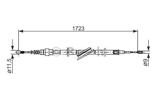 Тросовий привод, стоянкове гальмо, AUDI/SKODA/VW A3 quattro/Octavia 4x4/Bora 4Motion ''RL-RR, Bosch 1987477686