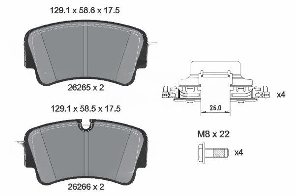 Комплект гальмівних накладок, дискове гальмо, Textar 2626501