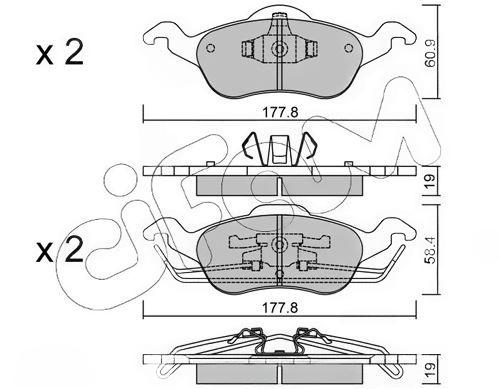 Комплект гальмівних накладок, дискове гальмо, без контакту попередження про знос, FORD гальмівні колодки передн.Focus 98-, Cifam 8222910