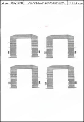 Комплект приладдя, накладка дискового гальма, Quick Brake 109-1708
