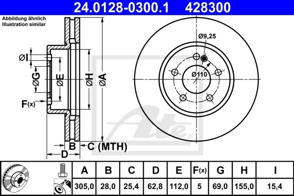 Гальмівний диск, Ate 24.0128-0330.1