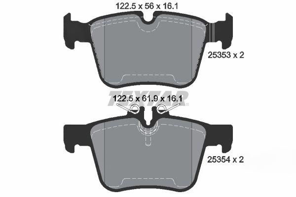 Комплект гальмівних накладок, дискове гальмо, Textar 2535301