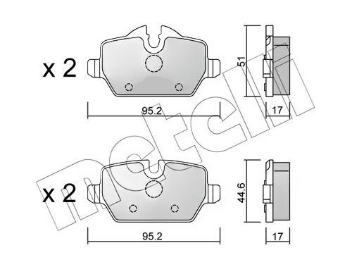 Комплект гальмівних накладок, дискове гальмо, Metelli 22-0641-0