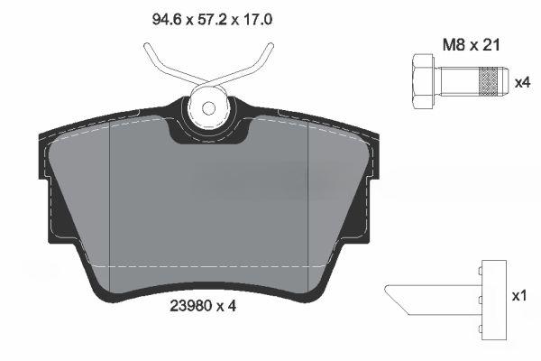 Комплект гальмівних накладок, дискове гальмо, Textar 2398001