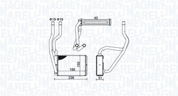 Теплообмінник, система опалення салону, FORD радіатор опалення Fiesta V,Fusion 01-,Mazda 2 03-, Magneti Marelli 350218421000