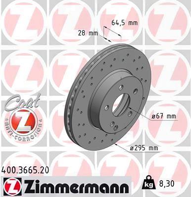 Гальмівний диск, Zimmermann 400.3665.20