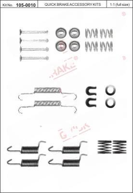 Комплект приладдя, колодка стоянкового гальма, Mitsubishi Lancer X, Quick Brake 105-0010