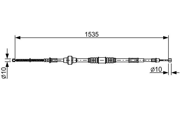 Тросовий привод, стоянкове гальмо, MITSUBISHI трос ручного гальма лів.Lancer 03-, Bosch 1987482533