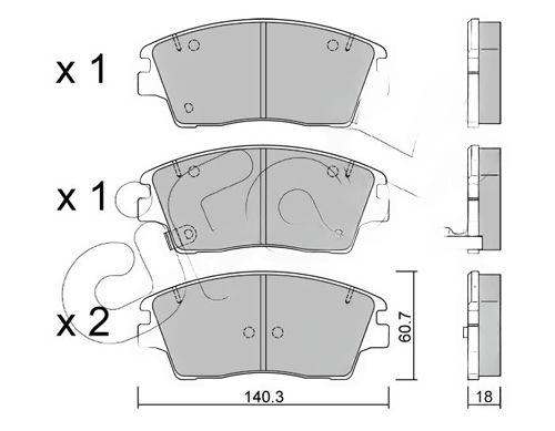 Комплект гальмівних накладок, дискове гальмо, Cifam 822-1164-0