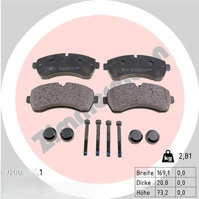 Комплект гальмівних накладок, дискове гальмо, Zimmermann 29200.205.1