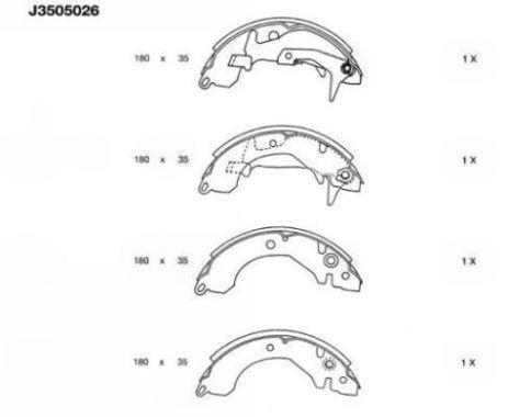 Комплект гальмівних колодок, 35мм, Nipparts J3505026