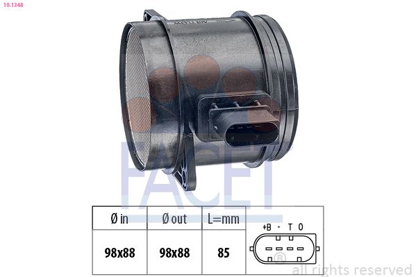 Витратомір повітря, BMW 3/5/X3/X5 2.0/3.0 d 04->, Facet 10.1348