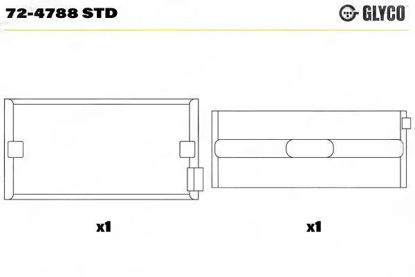 Підшипник колінчатого вала, Glyco 72-4788STD