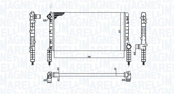 Радіатор, система охолодження двигуна, Magneti Marelli 350213180000