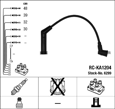 Комплект проводів високої напруги, HYUNDAI/KIA Atos/Picanto "1,0-1,5 "00-13, Ngk RCKA1204