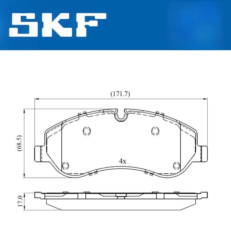 Комплект гальмівних накладок, дискове гальмо, Skf VKBP80029E