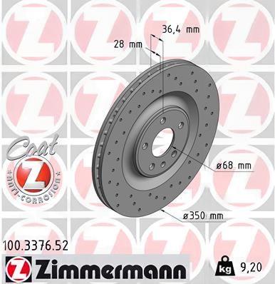 Гальмівний диск, Zimmermann 100.3376.52