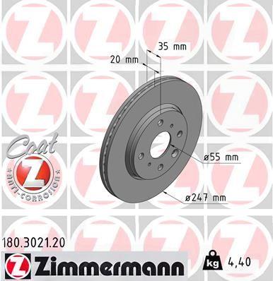 Гальмівний диск, Zimmermann 180.3021.20