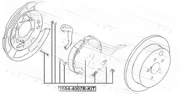 Комплект приладдя, колодка стоянкового гальма, Febest 2504-4007R-KIT