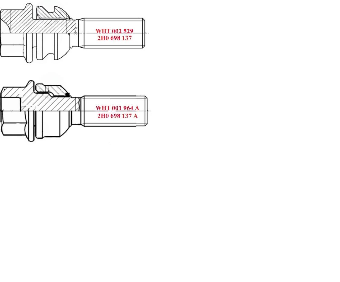 Болт колісний m14*1,5*51 (wht001964a) vag, Vw WHT001964A