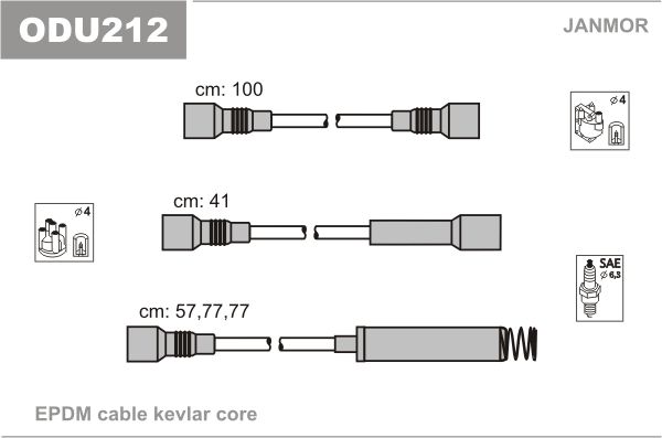 Комплект проводів високої напруги, OPEL OMEGA A, FRONTERA, Janmor ODU212