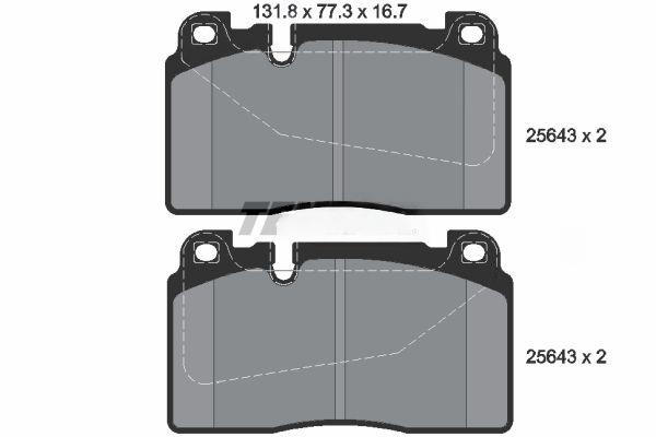 Комплект гальмівних накладок, дискове гальмо, Textar 2564301