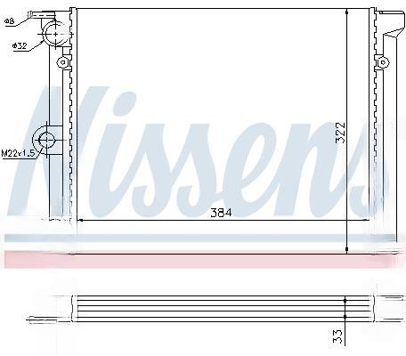 Радіатор, система охолодження двигуна, SEAT TERRA(86-)900(+)[OE 867.121.253]), Nissens 651711