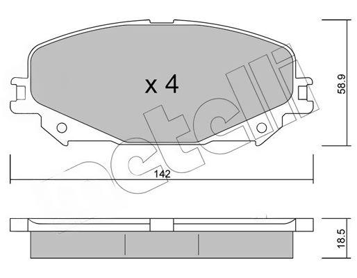 Комплект гальмівних накладок, дискове гальмо, без контакту попередження про знос, Renault Scenic IV 16-/Megane IV 15-/Espace V 15-, Metelli 22-1176-0